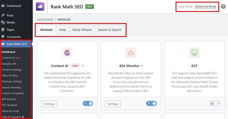 Different Options in Rank Math UI: Rank Math vs SEOPress