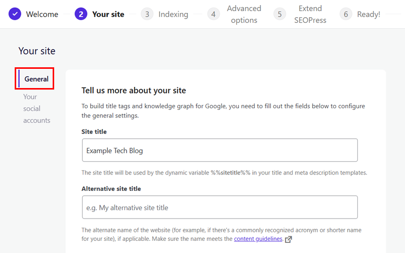 General Details of Your Site in SEOPress
