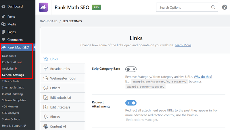 General Settings of Rank Math