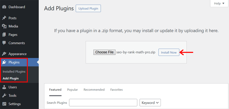 Install Rank Math Pro