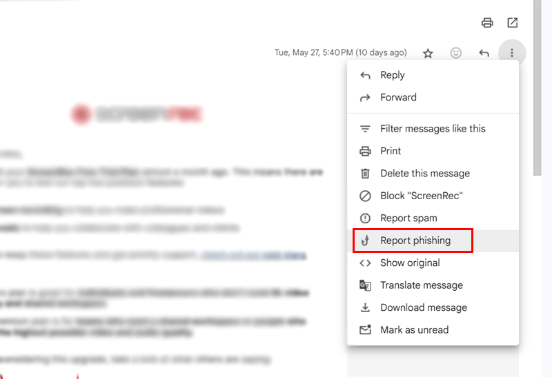 Report Phishing Email
