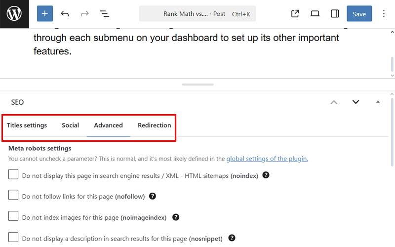 SEO Settings in SEOPress