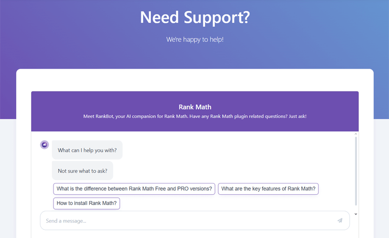 Support Options by Rank Math