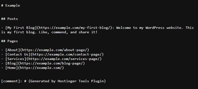 llms.txt File by Hostinger