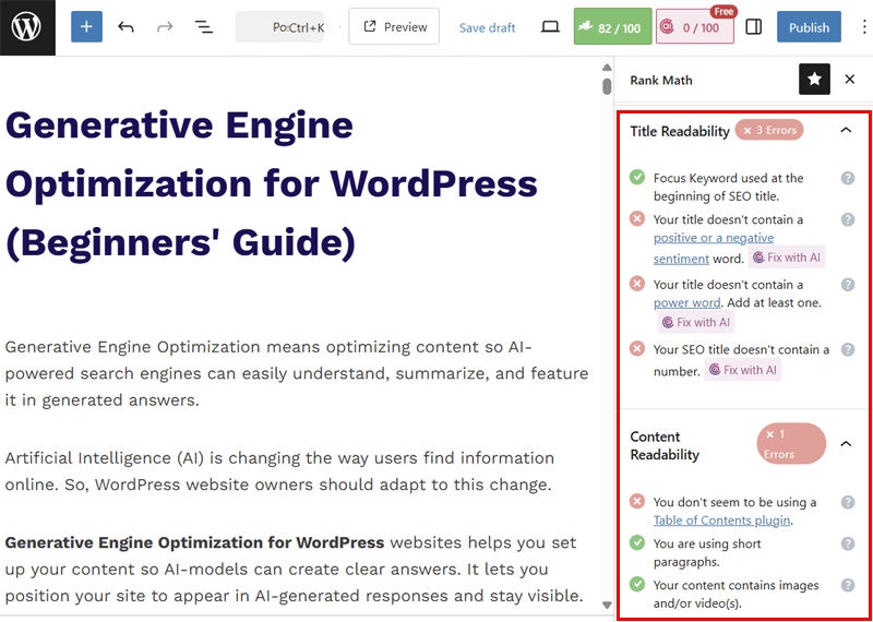 Content Readability Analysis of Rank Math