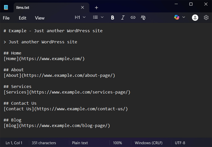 Save as llms.txt File