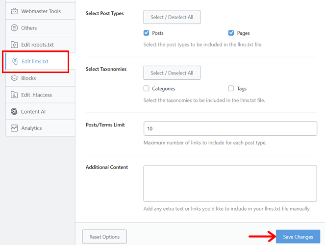 Save Edited llms.txt Changes