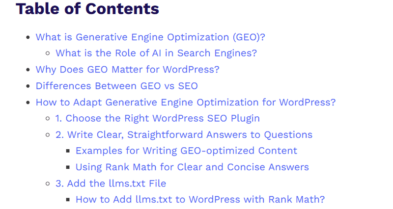TOC Block by Rank Math