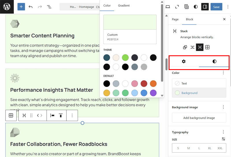 Button and Group Customization Options