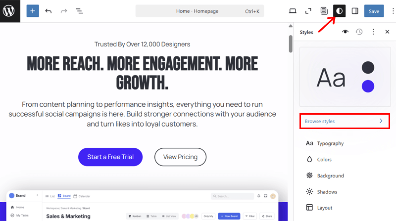 Browse Global Styles