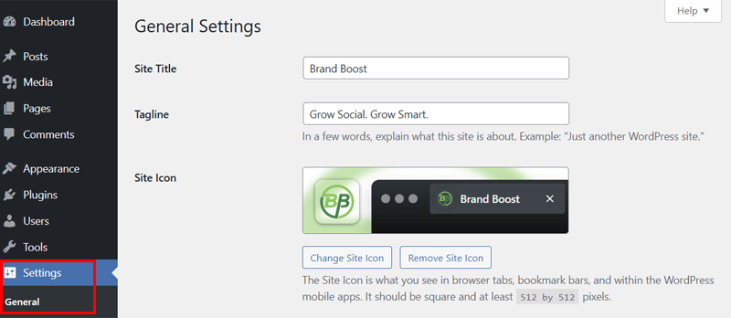 General Site Settings
