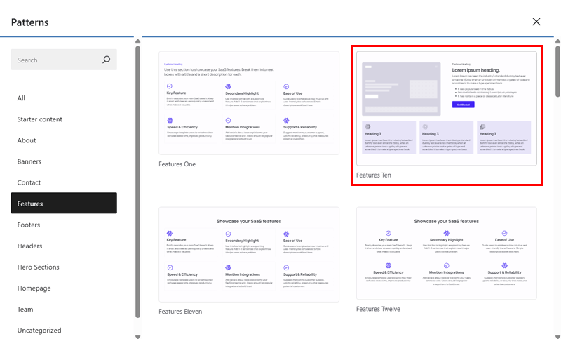 Insert New Features Pattern