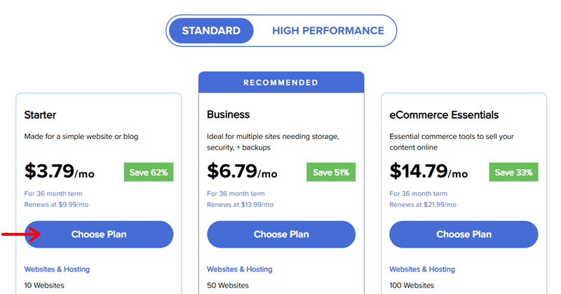 Bluehost Pricing Plans to Create and Host Website