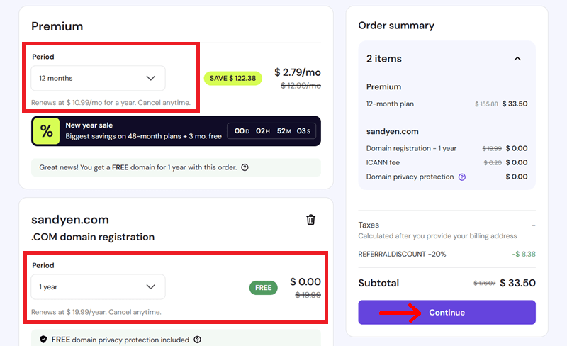 Specify Duration to 12 Months or More & Click Continue