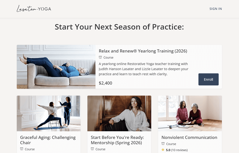Lasater Yoga - Example of Membership Website