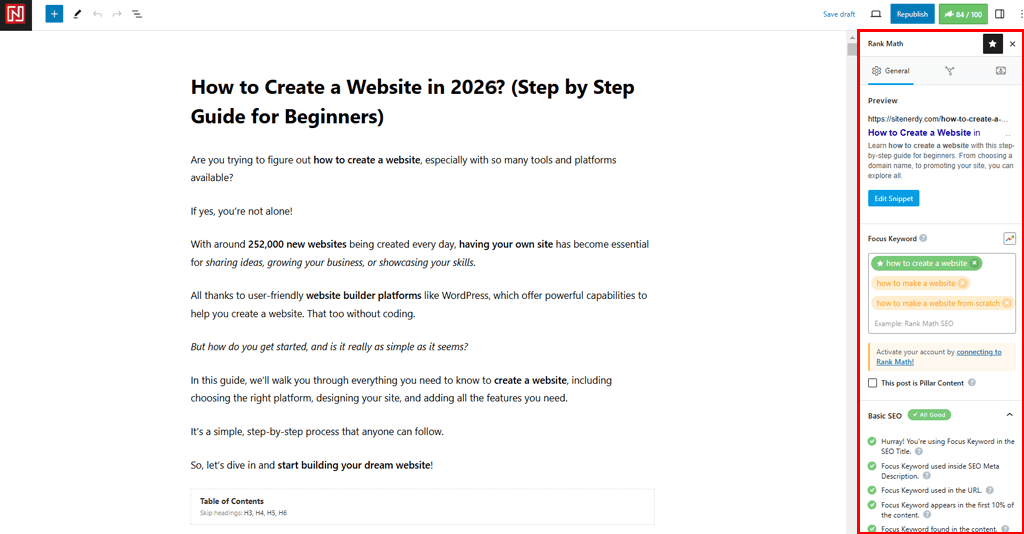 Rank Math Post Optimization