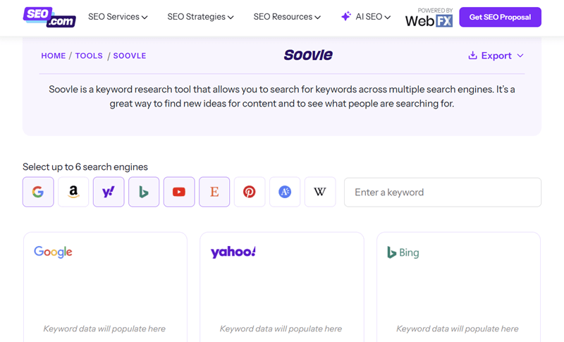 Soovle SEO Tool