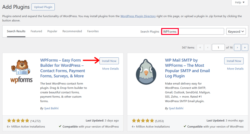 Search the Plugin and Click the Install Button