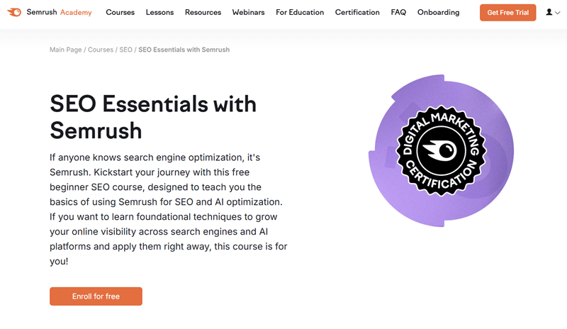 SEO Essential with Semrush