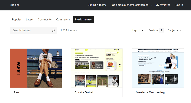 WordPress.org's Block Themes
