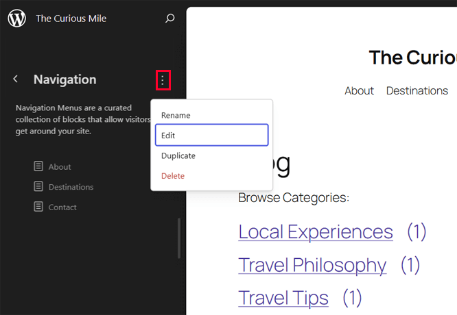 Edit Navigation to Check Overlays