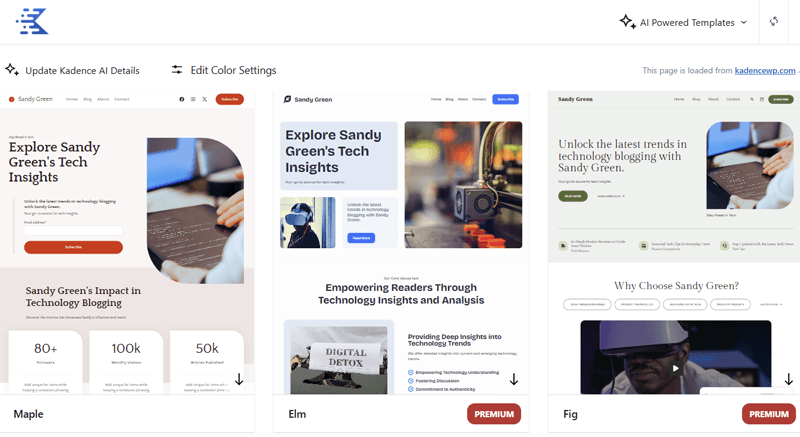 Kadence AI Templates