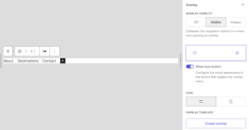 Navigation Overlay Block Changes