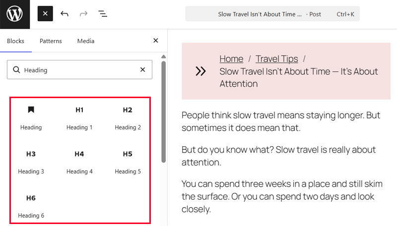 New Heading Level Variations